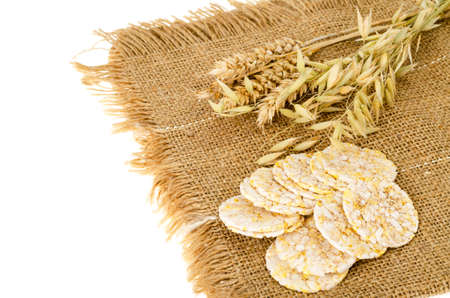 Multi-cereal crackers, healthy eating concept. Studio Photoの写真素材