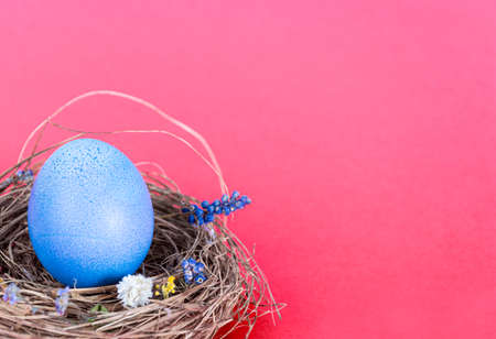 Colorful background with Easter eggs on red background. Happy Easter concept. Can be used as poster,...
