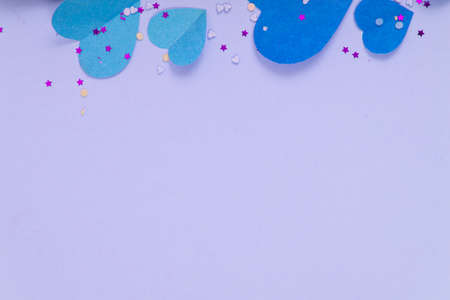 Abstract Background with Paper Hearts, confetti for Valentine`s Day. Love and Feeling Background for...