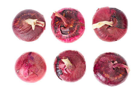 Dry red Crimean onion on white background. Photo