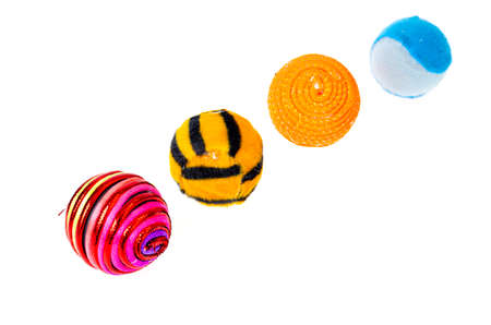 Products for animals, colored balls for cats and dogs.