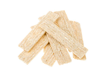 Extruded rye bread for diet isolated on white background. Studio Photo