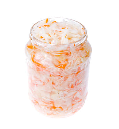 Sauerkraut in glass jar. Studio Photoの写真素材