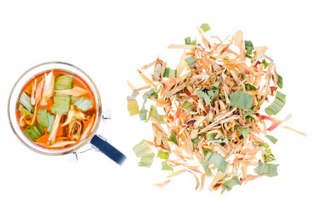 Dried lemongrass herb with pandanus on white. Studio Photoの写真素材