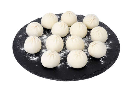 Frozen dumplings with filling for cooking. Studio Photoの写真素材