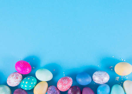 Colorful background with Easter eggs background. Happy Easter concept. Can be used as poster, background, holiday card Studio Photoの写真素材