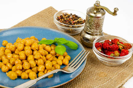 Vegetarian meals. Boiled chickpeas Studio Photoの写真素材