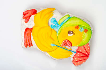 Homemade gingerbread cookies in shape of animals for children. photo