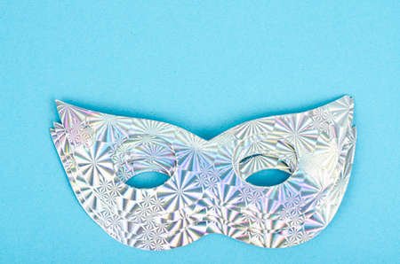 Color mardi gras beads, masks on bright background. photoの写真素材