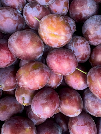 Fruit background,texture of garden plums. Studio Photoの写真素材