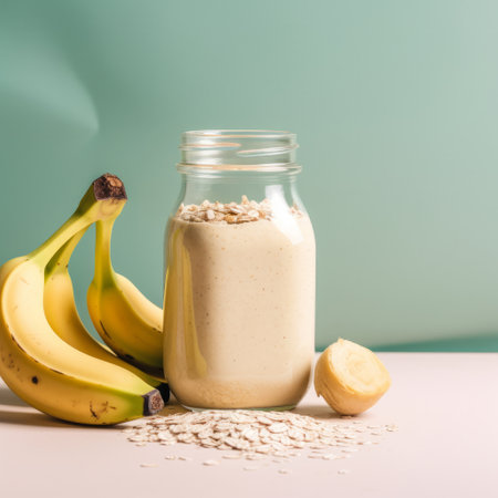 Dovish cocktail with banana and oatmeal. Illustration AI Generativeの素材