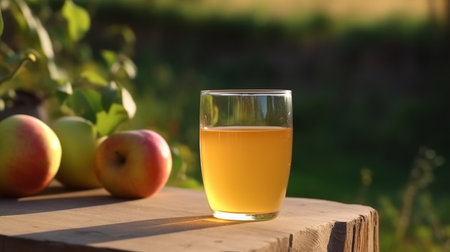 Apple juice in apple ganden. Illustration Generative AIの素材