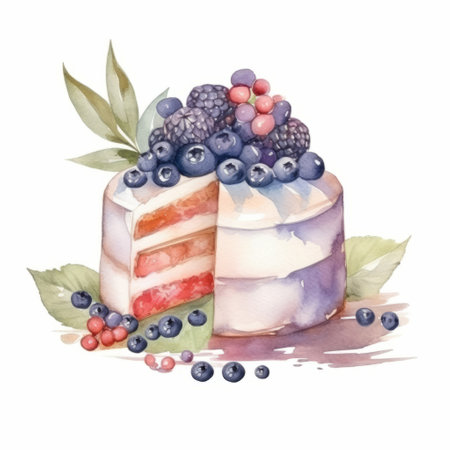 watercolor cake. Illustration Generative AIの素材