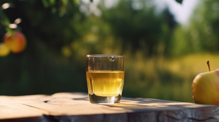 Apple juice in apple ganden. Illustration Generative AIの素材