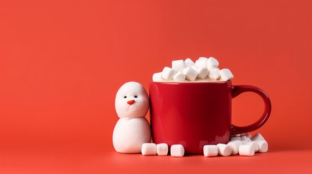 Christmas mug of hot chocolate with little marshmallows. Illustration Generative AIの素材