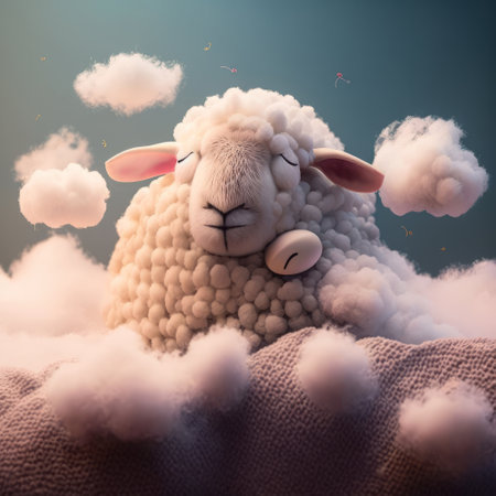 Cute dream sheep. Illustration Generative AIの素材