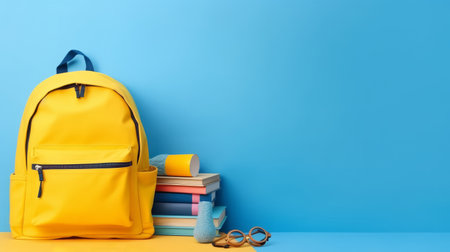 Back to school background with backpack. Illustration Generative AIの素材