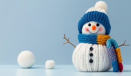 Cute little snowman background. Illustration Generative AIの素材