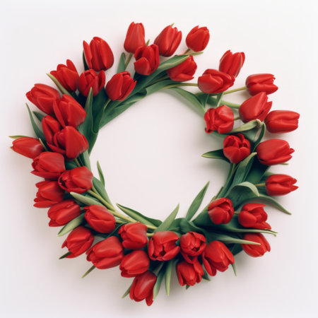Wreath of tulips. Illustration Generative AIの素材