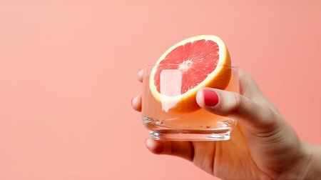 Glass of grapefruit margarita Illustration Generative AIの素材