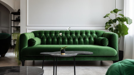 Modern green interior background. Illustration Generative AIの素材