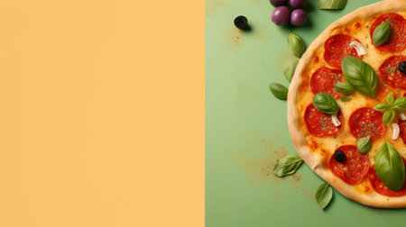 Pizza vivid background. Illustration AI Generativeの素材