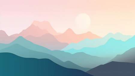 Mountain minimalist background. Illustration Generative AIの素材