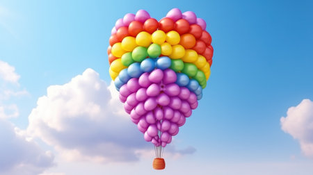 Colorful rainbow air balloons. Illustration Generative AIの素材