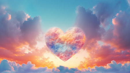 heart shape cloud. Illustration Generative AIの素材