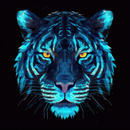 Abstract neon tiger background. Illustration Generative AIの素材