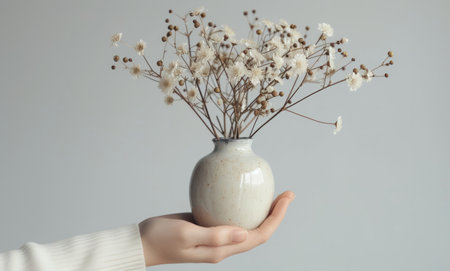 flowers in a vase in front of a white background.の素材
