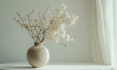 flowers in a vase in front of a white background.の素材