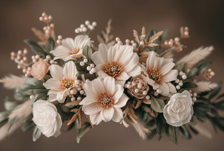 flower bouquet and wedding gown.の素材