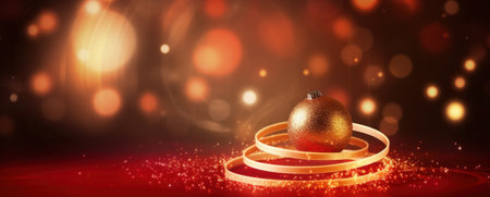 christmas background with red christmas ball.の素材