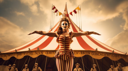 a circus act in the background.の素材