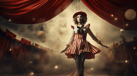 a circus act in the background.の素材