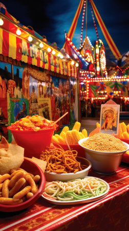 Capture the excitement of carnival cuisine.の素材