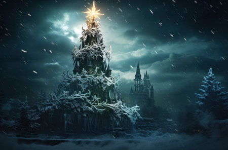 christmas tree and snowflakes with the word king with christmas treeの素材