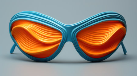 the sunglasses are in a shape of orange and blue,の素材