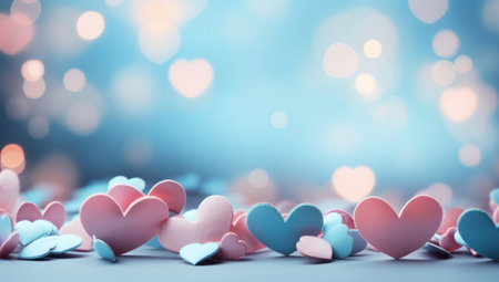 the image shows hearts with blue background,の素材