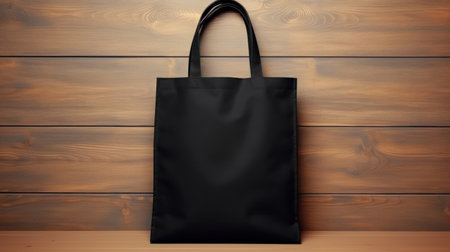 Vintage plain eco bag with black handle realistic on a mockup template in a table in a luxury home,の素材