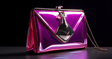 vivienne westwood purse fuchsia in a metallic leather,の素材