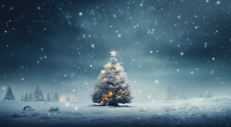 a simple christmas scene with a large christmas tree,の素材