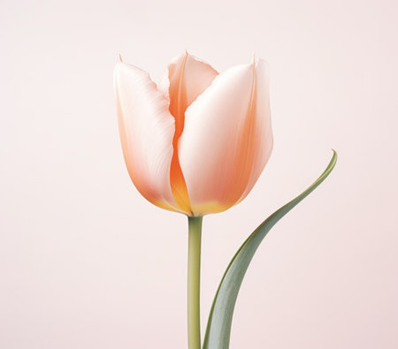 an image of a white and pink tulip on white background with a light pink background,の素材