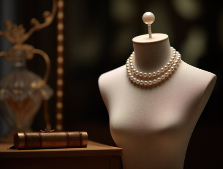 an exclusive pearl necklace on a mannequin,の素材