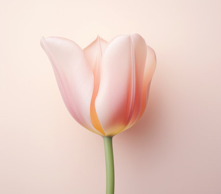 an image of a white and pink tulip on white background with a light pink background,の素材