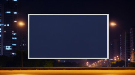 Billboard mockup with blank front, realistic on a mockup template in a streetの素材