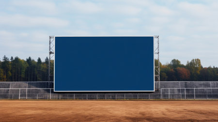 Billboard mockup with blank front, realistic on a mockup template in a soccer stadiumの素材