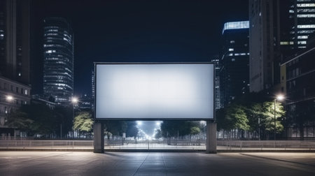 Billboard mockup with blank front, realistic on a mockup template in a streetの素材