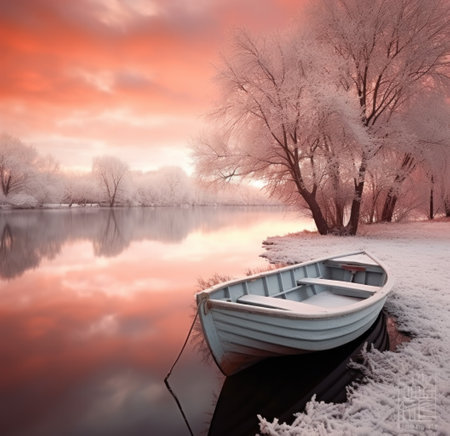 boat on waterの素材